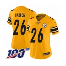 Women's Pittsburgh Steelers #26 Mark Barron Limited Gold Inverted Legend 100th Season Football Jersey