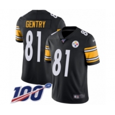 Men's Pittsburgh Steelers #81 Zach Gentry Black Team Color Vapor Untouchable Limited Player 100th Season Football Jersey