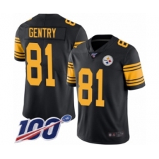 Men's Pittsburgh Steelers #81 Zach Gentry Limited Black Rush Vapor Untouchable 100th Season Football Jersey
