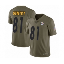 Men's Pittsburgh Steelers #81 Zach Gentry Limited Olive 2017 Salute to Service Football Jersey