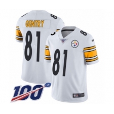 Men's Pittsburgh Steelers #81 Zach Gentry White Vapor Untouchable Limited Player 100th Season Football Jersey