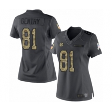Women's Pittsburgh Steelers #81 Zach Gentry Limited Black 2016 Salute to Service Football Jersey