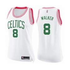 Women's Boston Celtics #8 Kemba Walker Swingman White Pink Fashion Basketball Jersey