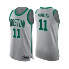 Men's Boston Celtics #11 Enes Kanter Authentic Gray Basketball Jersey - City Edition