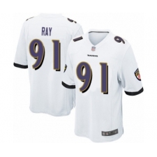 Men's Baltimore Ravens #91 Shane Ray Game White Football Jersey