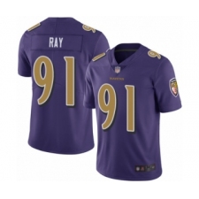 Men's Baltimore Ravens #91 Shane Ray Limited Purple Rush Vapor Untouchable Football Jersey