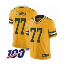Men's Green Bay Packers #77 Billy Turner Limited Gold Rush Vapor Untouchable 100th Season Football Jersey
