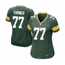 Women's Green Bay Packers #77 Billy Turner Game Green Team Color Football Jersey