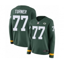 Women's Green Bay Packers #77 Billy Turner Limited Green Therma Long Sleeve Football Jersey