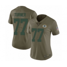 Women's Green Bay Packers #77 Billy Turner Limited Olive 2017 Salute to Service Football Jersey