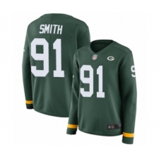 Women's Green Bay Packers #91 Preston Smith Limited Green Therma Long Sleeve Football Jersey
