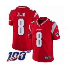 Youth New England Patriots #8 Jamie Collins Limited Red Inverted Legend 100th Season Football Jersey
