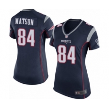 Women's New England Patriots #84 Benjamin Watson Game Navy Blue Team Color Football Jersey