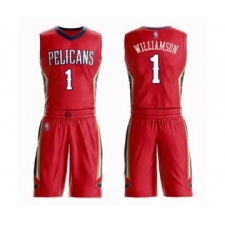 Women's New Orleans Pelicans #1 Zion Williamson Swingman Red Basketball Suit Jersey Statement Edition