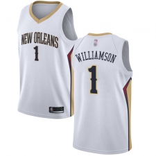 Women's Nike New Orleans Pelicans #1 Zion Williamson White NBA Swingman Association Edition Jersey