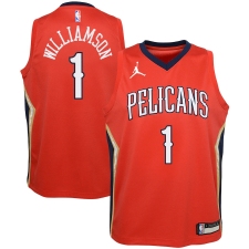 Youth New Orleans Pelicans #1 Zion Williamson Jordan Brand Red 2020-21 Swingman Player Jersey