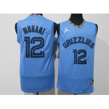 Men's Memphis Grizzlies #12 Ja Morant Blue 75th Swingman Stitched Basketball Jersey
