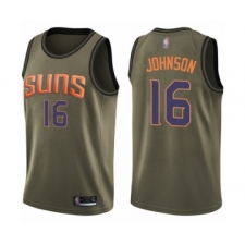 Men's Phoenix Suns #16 Tyler Johnson Swingman Green Salute to Service Basketball Jersey