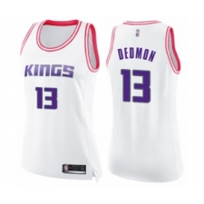 Women's Sacramento Kings #13 Dewayne Dedmon Swingman White Pink Fashion Basketball Jersey