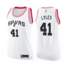 Women's San Antonio Spurs #41 Trey Lyles Swingman White Pink Fashion Basketball Jersey
