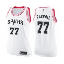 Women's San Antonio Spurs #77 DeMarre Carroll Swingman White Pink Fashion Basketball Jersey