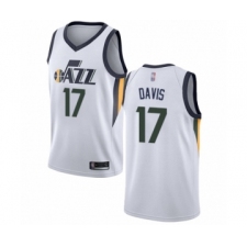 Men's Utah Jazz #17 Ed Davis Authentic White Basketball Jersey - Association Edition
