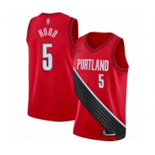 Men's Portland Trail Blazers #5 Rodney Hood Authentic Red Finished Basketball Jersey - Statement Edition