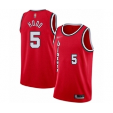 Men's Portland Trail Blazers #5 Rodney Hood Authentic Red Hardwood Classics Basketball Jersey