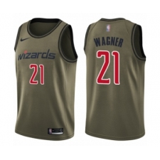Men's Washington Wizards #21 Moritz Wagner Swingman Green Salute to Service Basketball Jersey