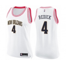 Women's New Orleans Pelicans #4 JJ Redick Swingman White Pink Fashion Basketball Jersey