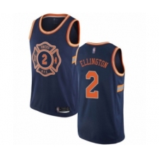 Men's New York Knicks #2 Wayne Ellington Authentic Navy Blue Basketball Jersey - City Edition