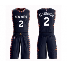 Youth New York Knicks #2 Wayne Ellington Swingman Navy Blue Basketball Suit Jersey - City Edition