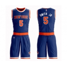 Men's New York Knicks #5 Dennis Smith Jr. Swingman Royal Blue Basketball Suit Jersey - Icon Edition