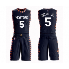 Women's New York Knicks #5 Dennis Smith Jr. Swingman Navy Blue Basketball Suit Jersey - City Edition