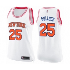 Women's New York Knicks #25 Reggie Bullock Swingman White Pink Fashion Basketball Jersey