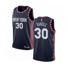Men's New York Knicks #30 Julius Randle Authentic Navy Blue Basketball Jersey - 2018 19 City Edition