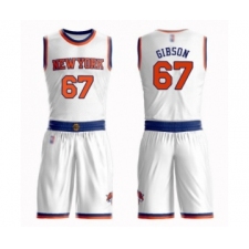 Youth New York Knicks #67 Taj Gibson Swingman White Basketball Suit Jersey - Association Edition