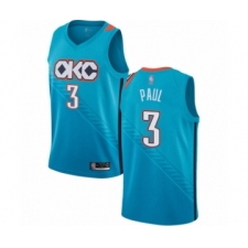 Men's Oklahoma City Thunder #3 Chris Paul Authentic Turquoise Basketball Jersey - City Edition