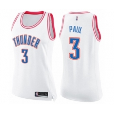 Women's Oklahoma City Thunder #3 Chris Paul Swingman White Pink Fashion Basketball Jersey
