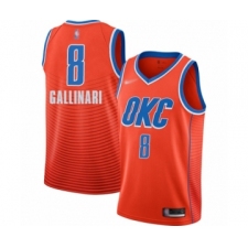 Men's Oklahoma City Thunder #8 Danilo Gallinari Authentic Orange Finished Basketball Jersey - Statement Edition