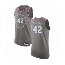 Men's Philadelphia 76ers #42 Al Horford Authentic Gray Basketball Jersey - City Edition