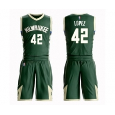 Men's Milwaukee Bucks #42 Robin Lopez Swingman Green Basketball Suit Jersey - Icon Edition