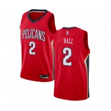 Men's New Orleans Pelicans #2 Lonzo Ball Authentic Red Basketball Jersey Statement Edition