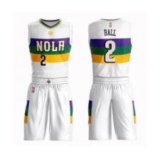 Youth New Orleans Pelicans #2 Lonzo Ball Swingman White Basketball Suit Jersey - City Edition