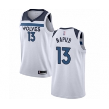 Men's Minnesota Timberwolves #13 Shabazz Napier Authentic White Basketball Jersey - Association Edition