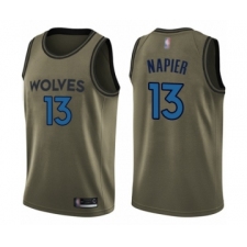 Youth Minnesota Timberwolves #13 Shabazz Napier Swingman Green Salute to Service Basketball Jersey