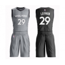 Men's Minnesota Timberwolves #29 Jake Layman Swingman Gray Basketball Suit Jersey - City Edition