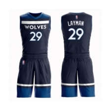 Men's Minnesota Timberwolves #29 Jake Layman Swingman Navy Blue Basketball Suit Jersey - Icon Edition