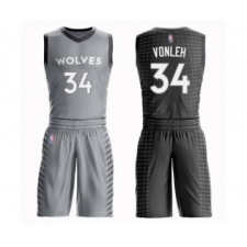 Youth Minnesota Timberwolves #34 Noah Vonleh Swingman Gray Basketball Suit Jersey - City Edition