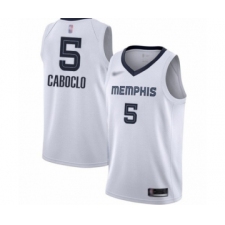 Youth Memphis Grizzlies #5 Bruno Caboclo Swingman White Finished Basketball Jersey - Association Edition